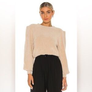 Ronny Kobo Carina Fuzzy Knit Top in Sand Size Medium